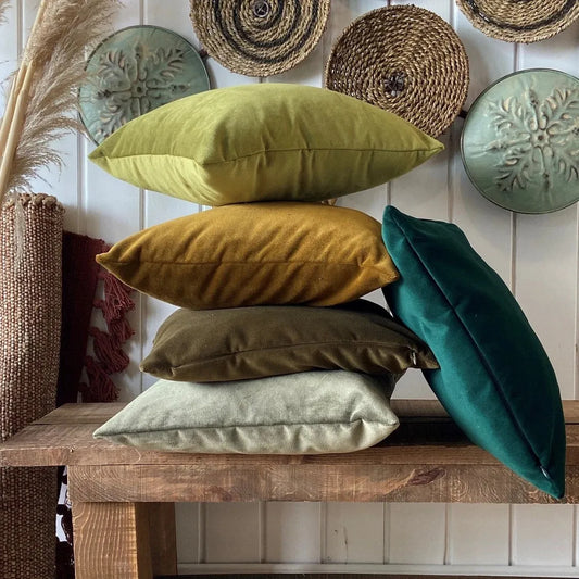 Gardenia Velvet Cushion Cover - Solid Color Throw Pillow Case