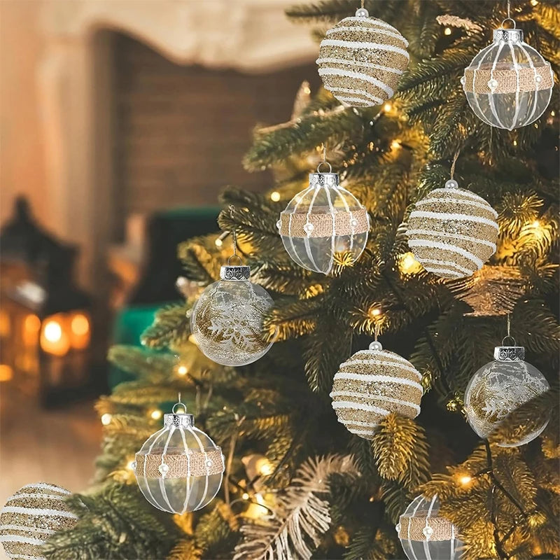 Crystal Gold Christmas Ball Ornaments Set - 9pcs Shatterproof 6cm