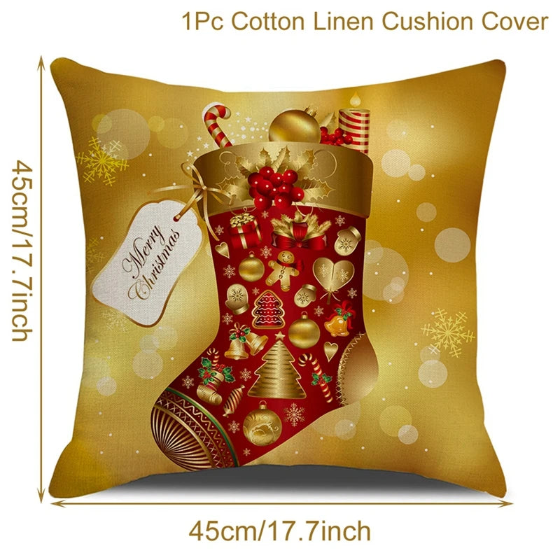 Yuko Christmas Cushion Cover 45cm - Santa Claus & Snowman Design