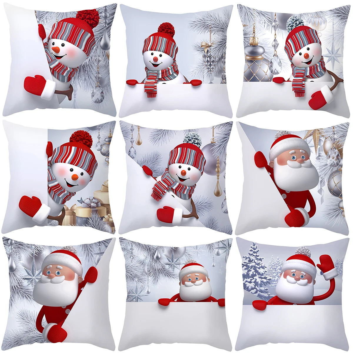 Amore Christmas Snowman Cushion Cover - Holiday Pillowcase