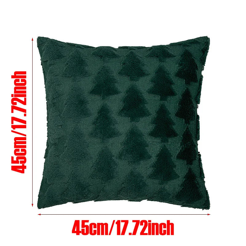 Percia 3D Christmas Tree Plush Pillowcase 45x45cm - Festive Holiday Cushion Cover