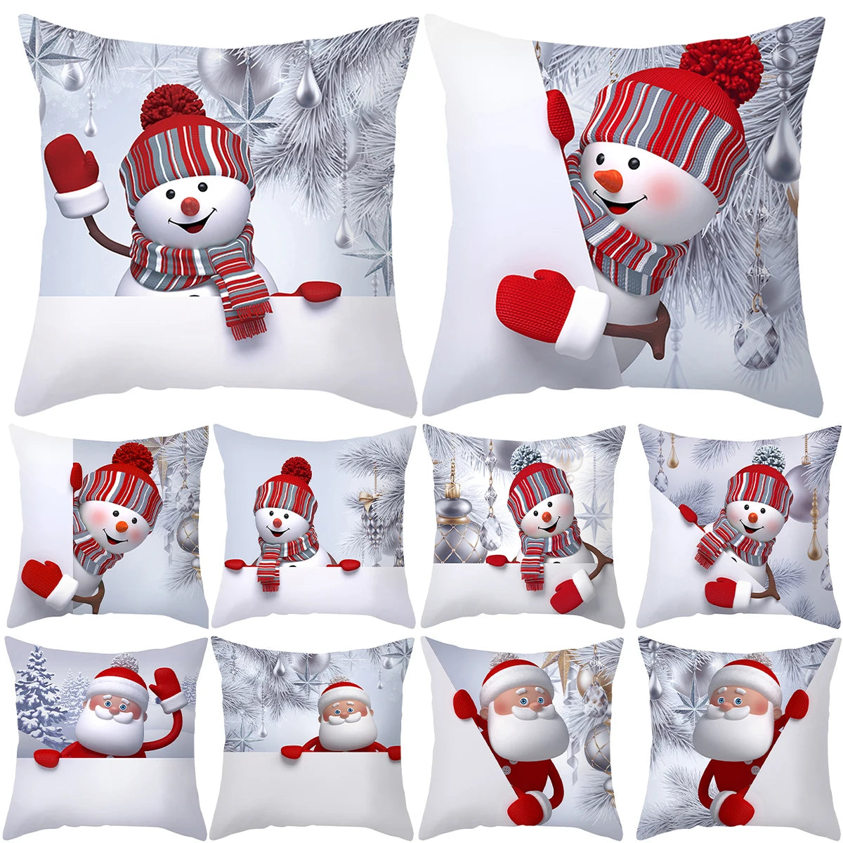 Amore Christmas Snowman Cushion Cover - Holiday Pillowcase