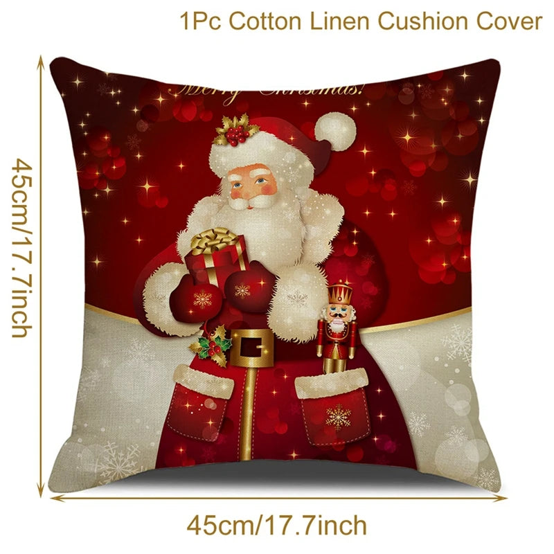Yuko Christmas Cushion Cover 45cm - Santa Claus & Snowman Design