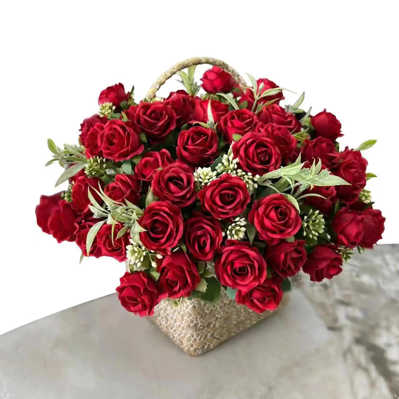 Romansia 10 Heads Rose Bouquet - Artificial Silk Flowers for Wedding Decor