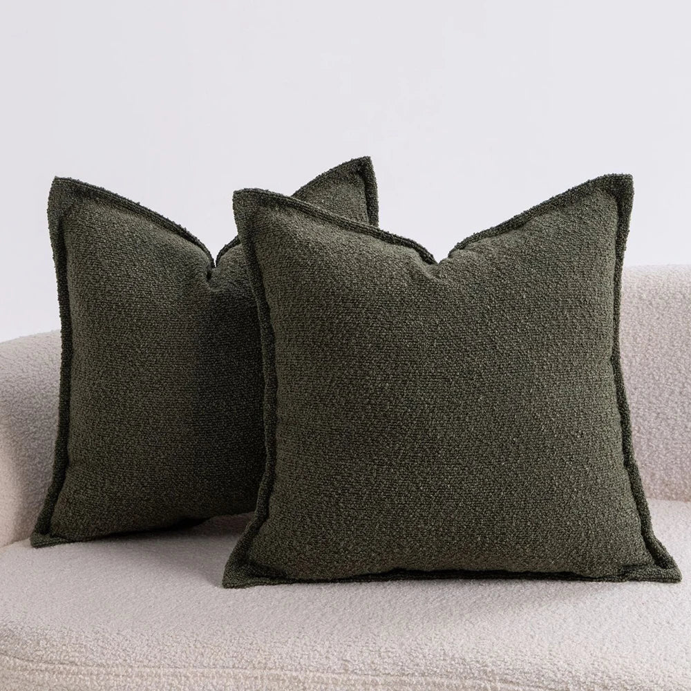 Axis Boucle Cushion Cover - Textured Throw Pillow Case with Edge Detail