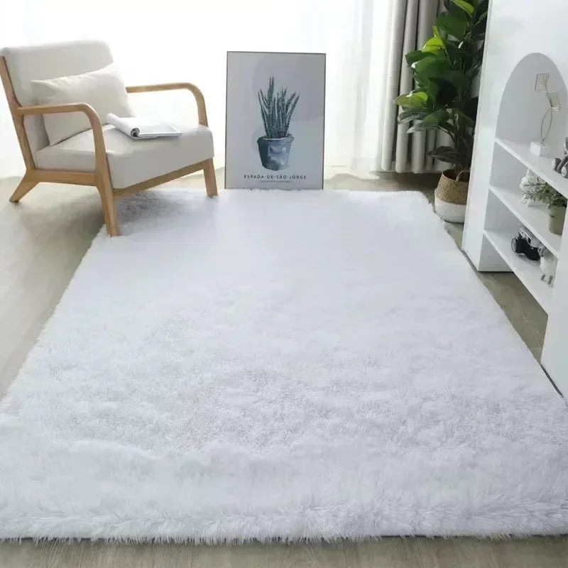 Miko Fluffy Faux Sheepskin Rug - Cream White Faux Fur Floor Mat