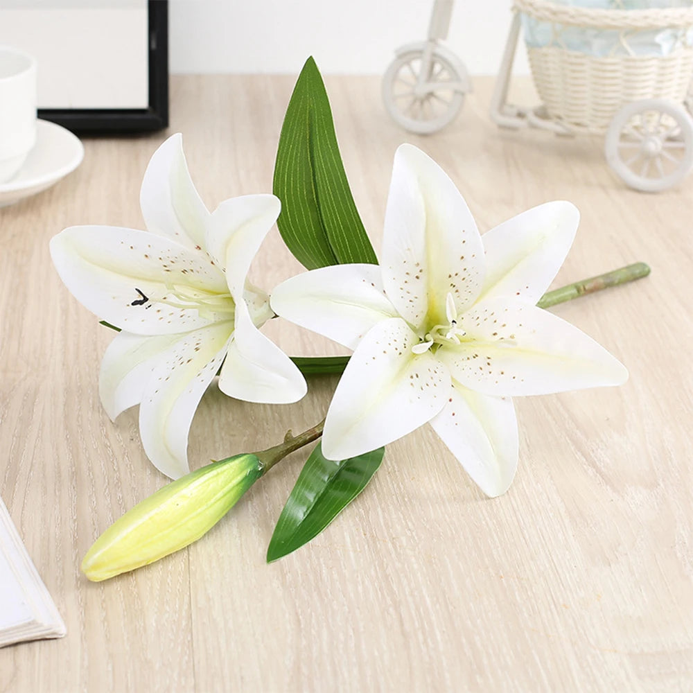 White artificial lily flower - realistic texture and finish