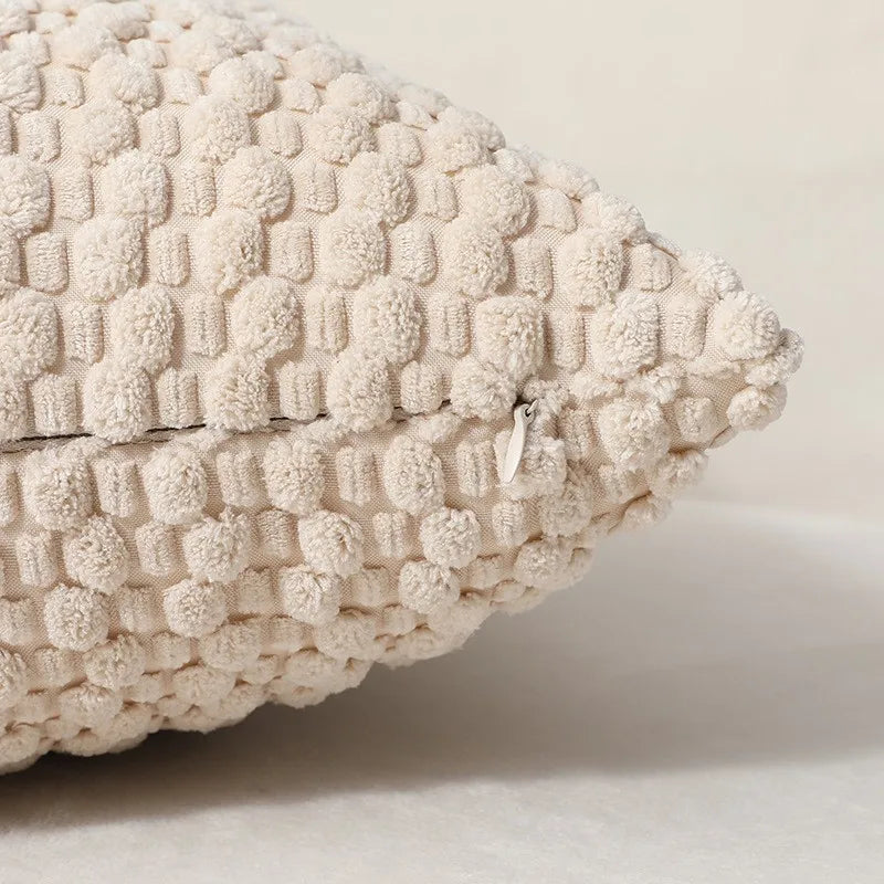 Mixi Fluffy Corduroy 3D Bubble Pillow Cover - Plush Solid Cushion