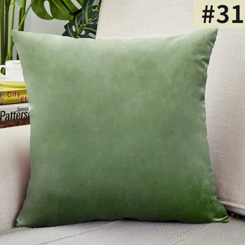 Gardenia Velvet Cushion Cover - Solid Color Throw Pillow Case