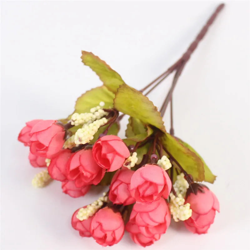 Pink small bud rose bouquet - 15 heads for vintage style decor