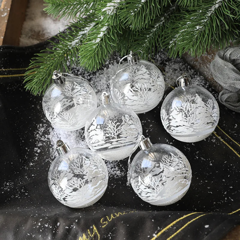 Serena Clear Christmas Ball Ornaments - 6cm Transparent Baubles Set