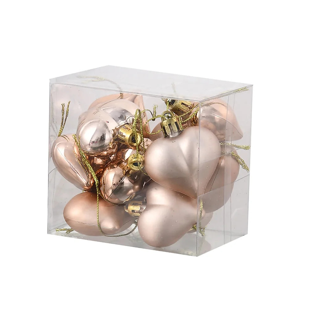 Maxara 12Pcs Heart-Shaped Hanging Ornaments - Valentine's & Christmas Tree Decorations