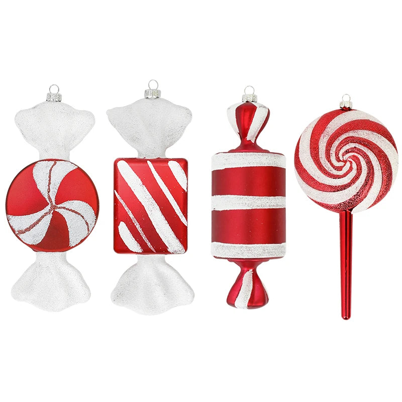 Terra Large Christmas Lollipop & Candy Cane Ornaments - Red Holiday Tree Decorations