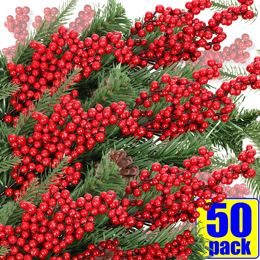 Bloomie Artificial Red Berry Stems - Christmas DIY Holiday Decor