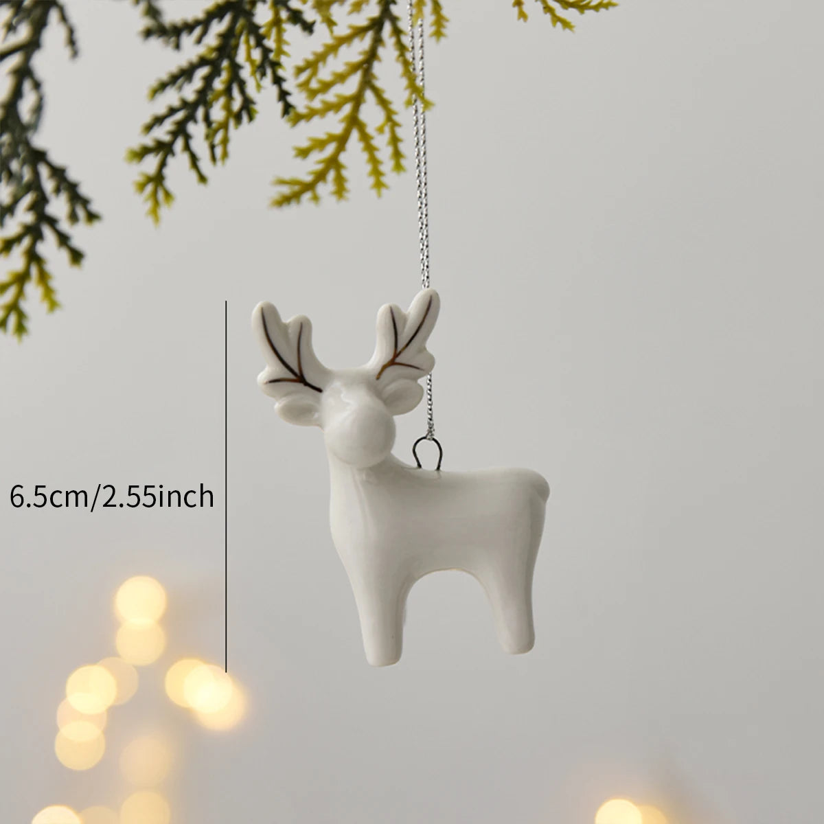 Pearly Christmas Hollow Ceramic Elk Pendant - Premium Holiday Tree Decoration