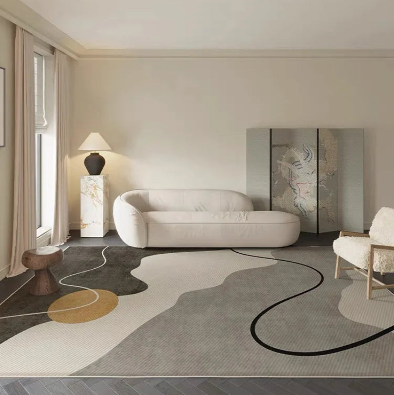 Cloudee Velvet Circle Carpet - Nordic Wabi-Sabi Living Room Rug