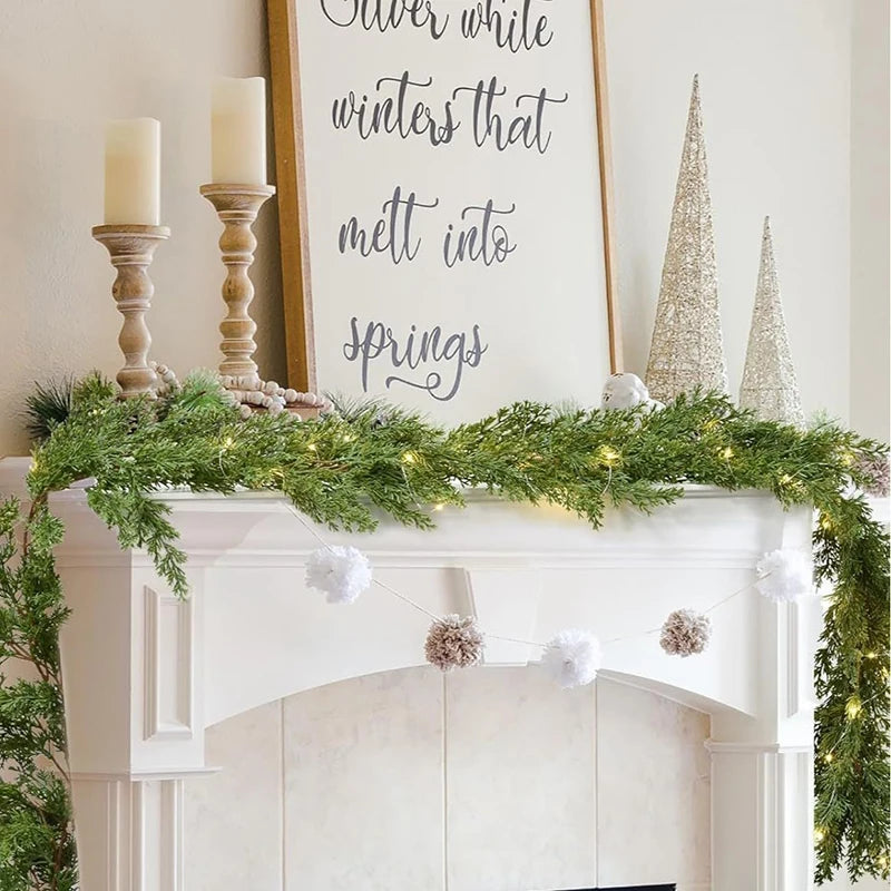 Maxira Premium Norfolk Pine Garland - 6.2ft Christmas Greenery Decor