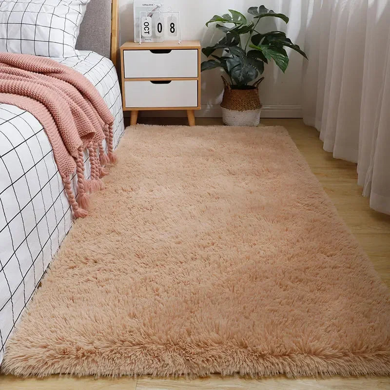 Miko Fluffy Faux Sheepskin Rug - Cream White Faux Fur Floor Mat