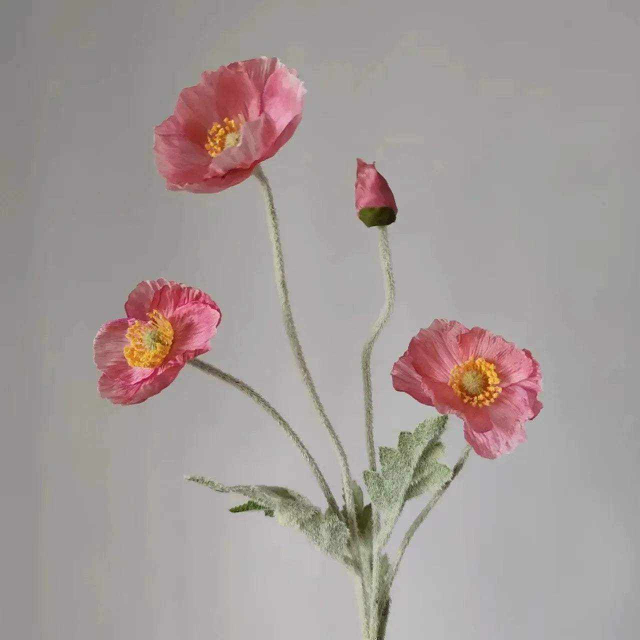 Valencia artificial poppy flowers dark pink silk stem bunch classic display