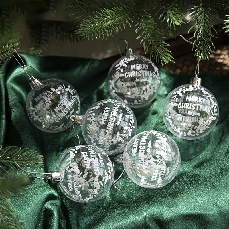 Serena Clear Christmas Ball Ornaments - 6cm Transparent Baubles Set