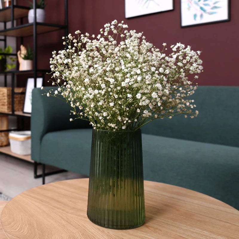 Skies artificial baby's breath 52cm white in transparent vase home decor display