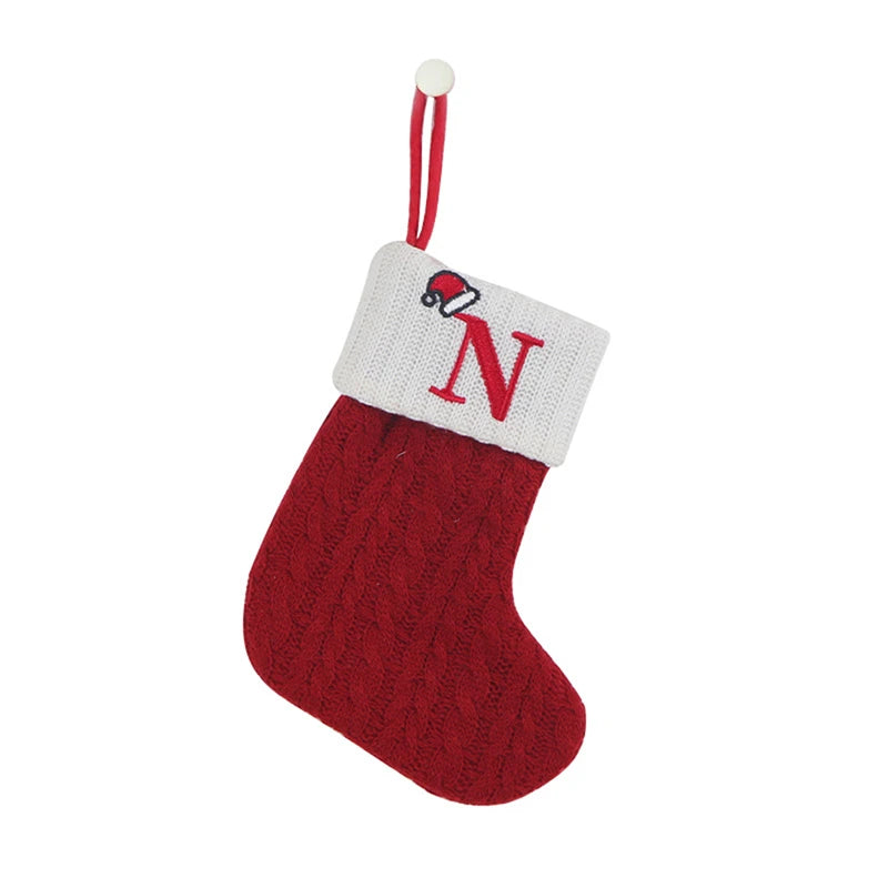 Berry Christmas Alphabet Knit Stockings - Holiday Tree Ornament Decoration