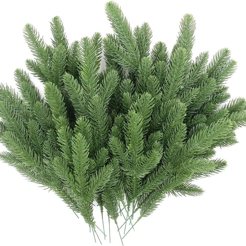 Breez Green Artificial Leaf Stems - Plastic Grass Wedding & Craft Decoration