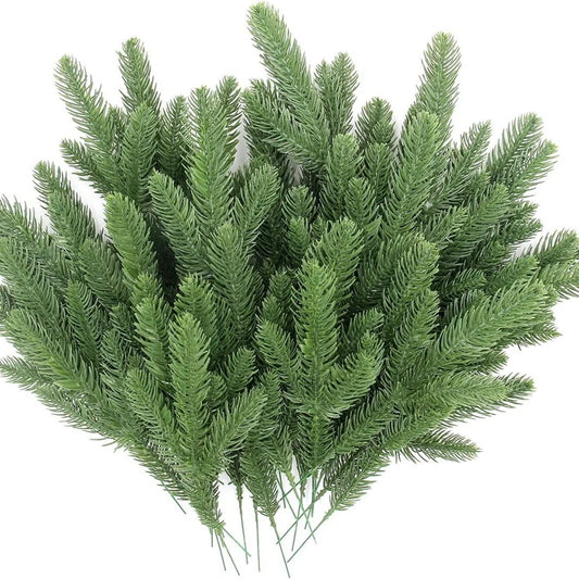Breez Green Artificial Leaf Stems - Plastic Grass Wedding & Craft Decoration