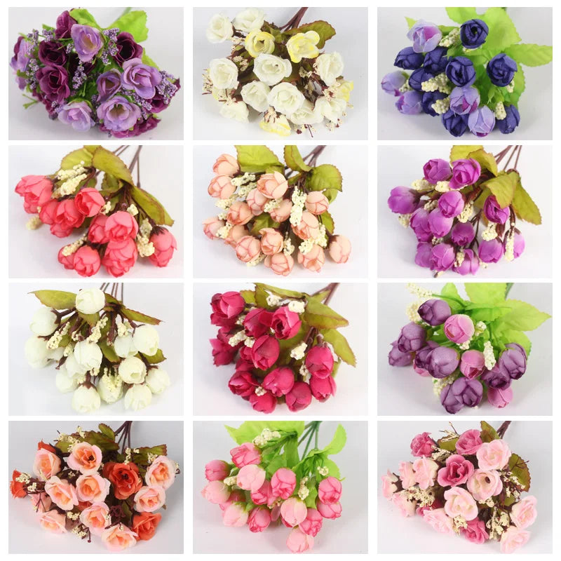Colorful mini rose bouquet collection showing multiple color variations