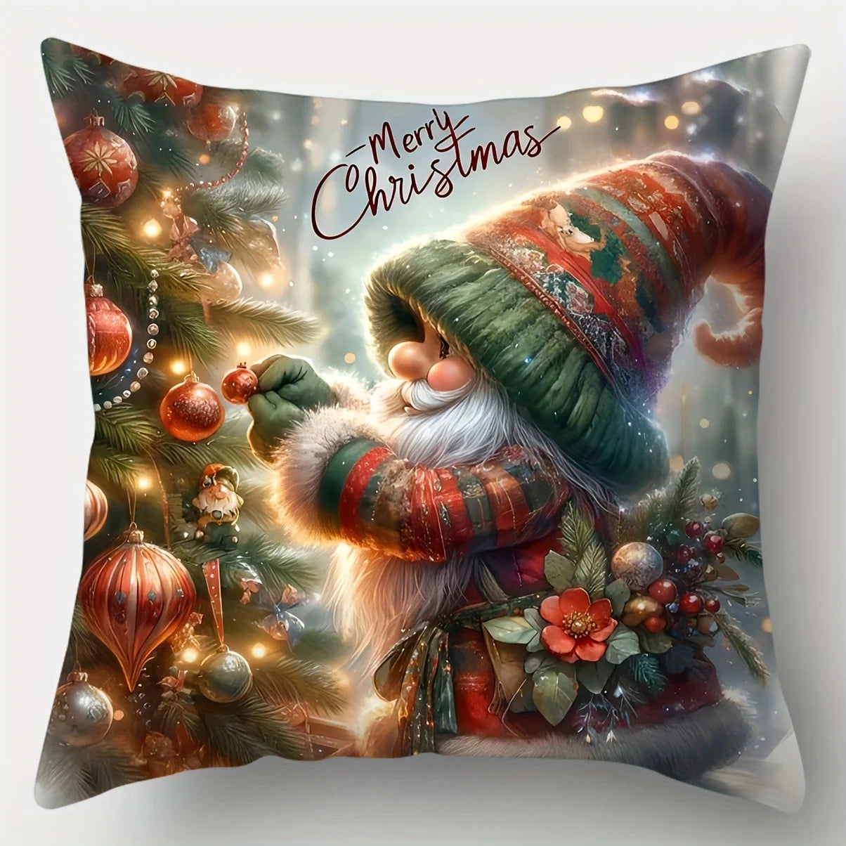 Avarine Christmas Gnome Pillow Covers - Festive Holiday Cushion Cases (Multiple Sizes)