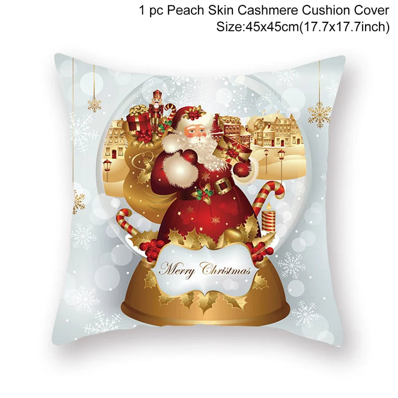 Yuko Christmas Cushion Cover 45cm - Santa Claus & Snowman Design