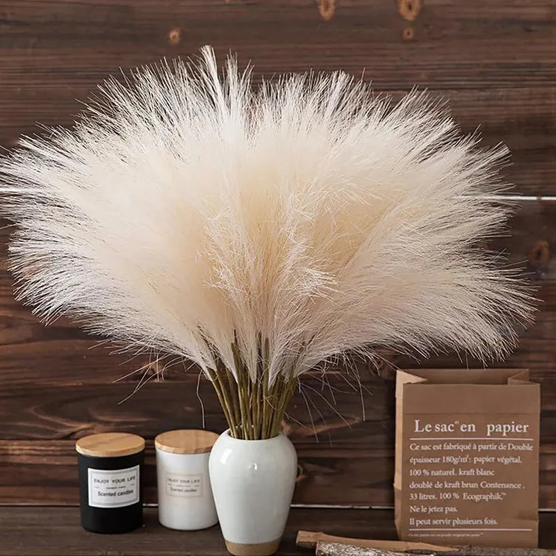 Lydia artificial reed grass 10pcs beige pampas bouquet in vase home styling