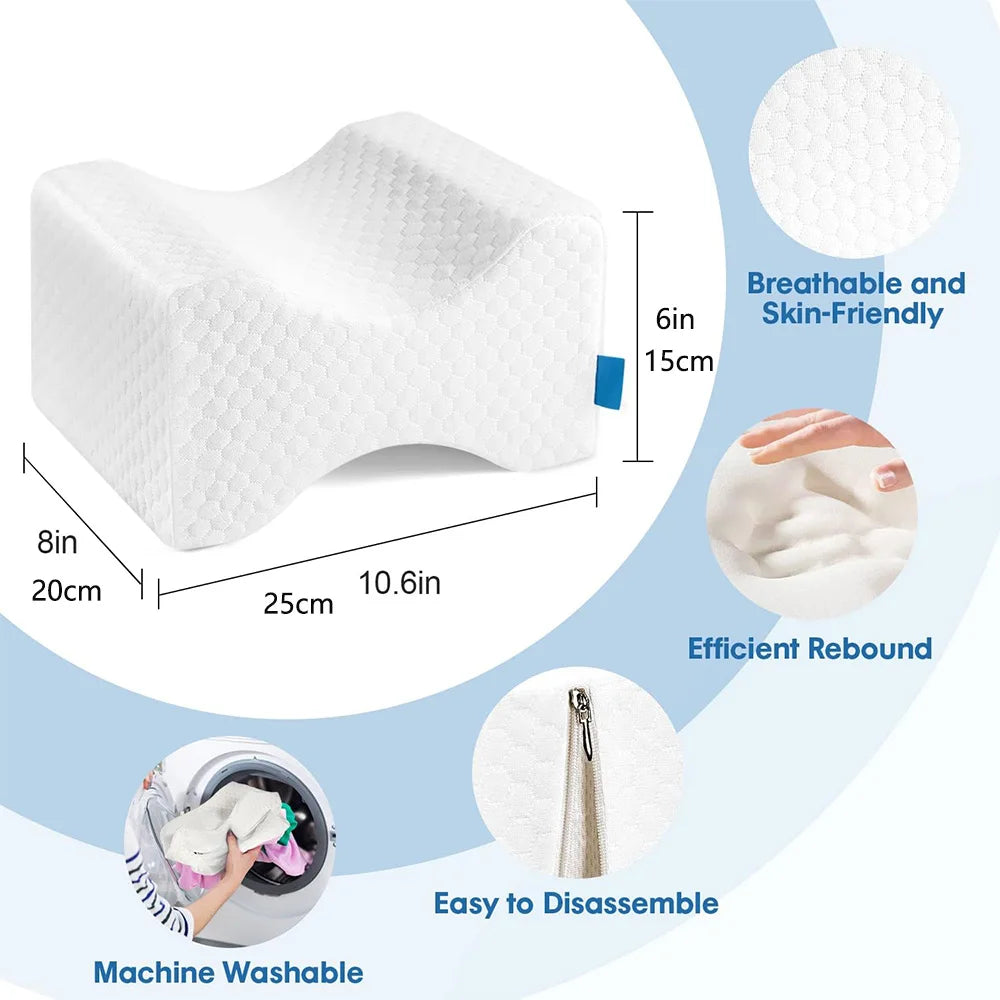 Memory Foam Knee Pillow - Orthopedic Side Sleeper Support