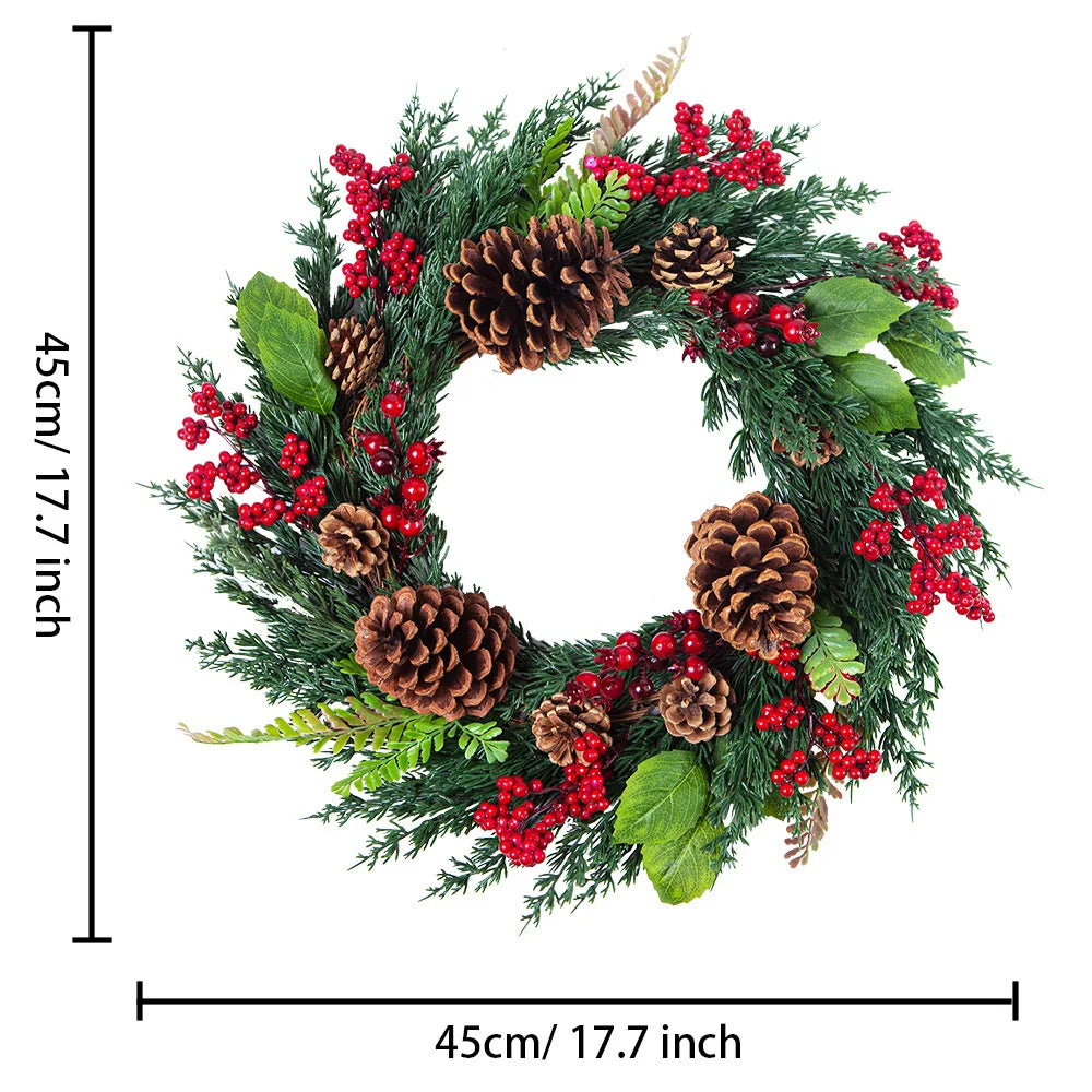 Hazel Christmas Wreath - Handmade Cypress & Red Berry Door Decoration