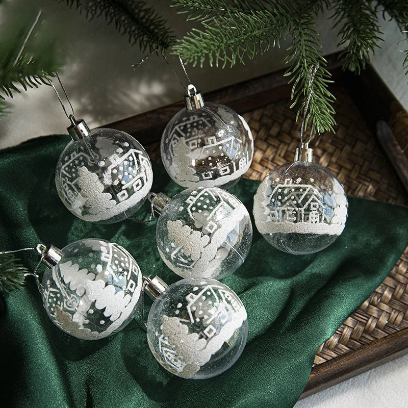 Serena Clear Christmas Ball Ornaments - 6cm Transparent Baubles Set