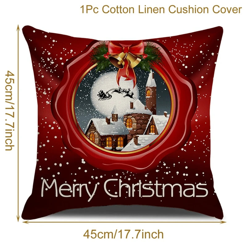 Yuko Christmas Cushion Cover 45cm - Santa Claus & Snowman Design