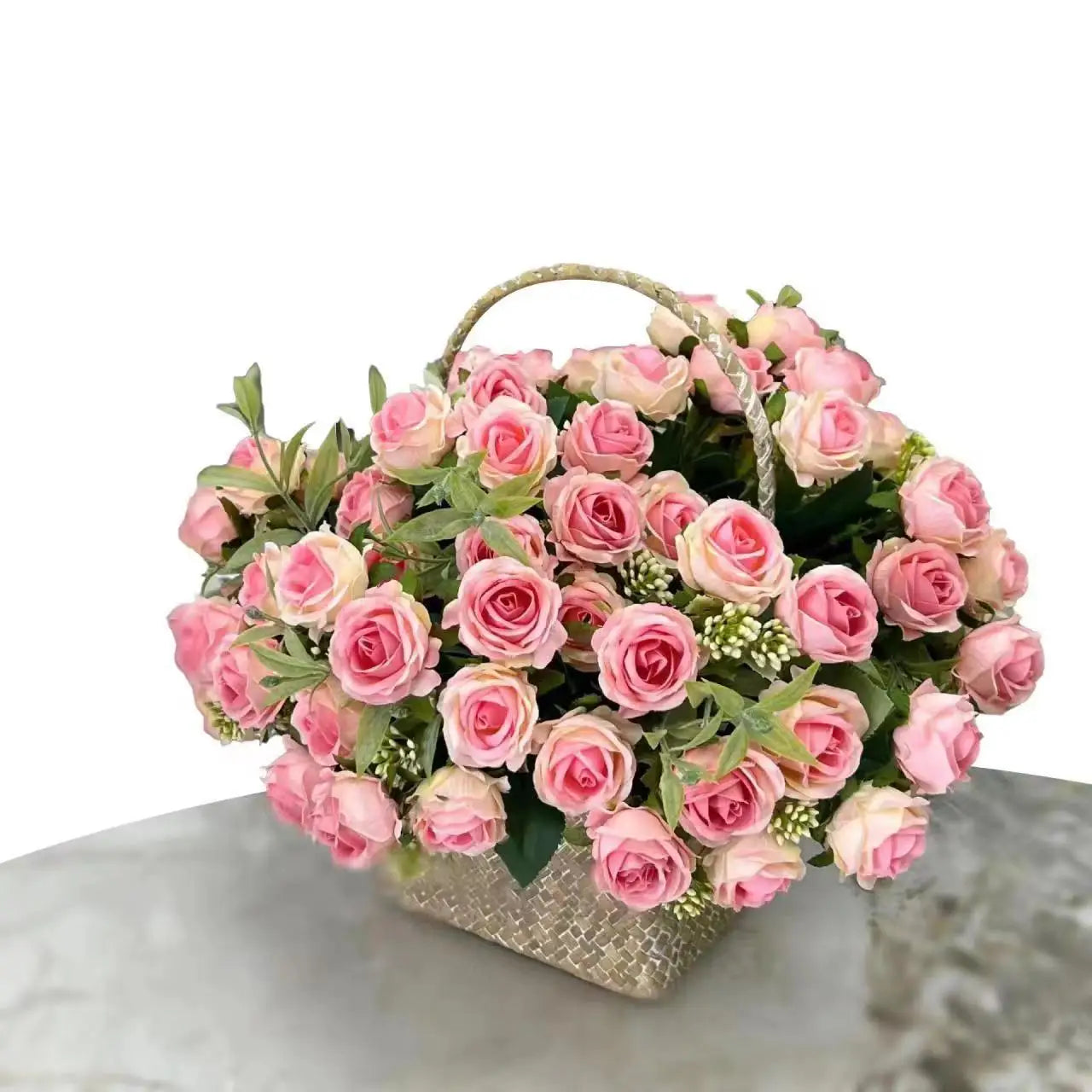 Romansia 10 Heads Rose Bouquet - Artificial Silk Flowers for Wedding Decor