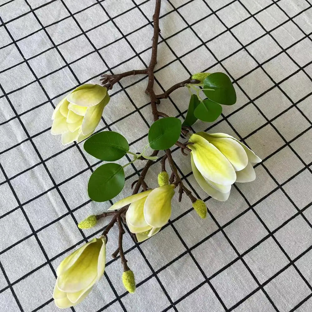 Bobo magnolia artificial bouquet in wire basket - rustic home decor