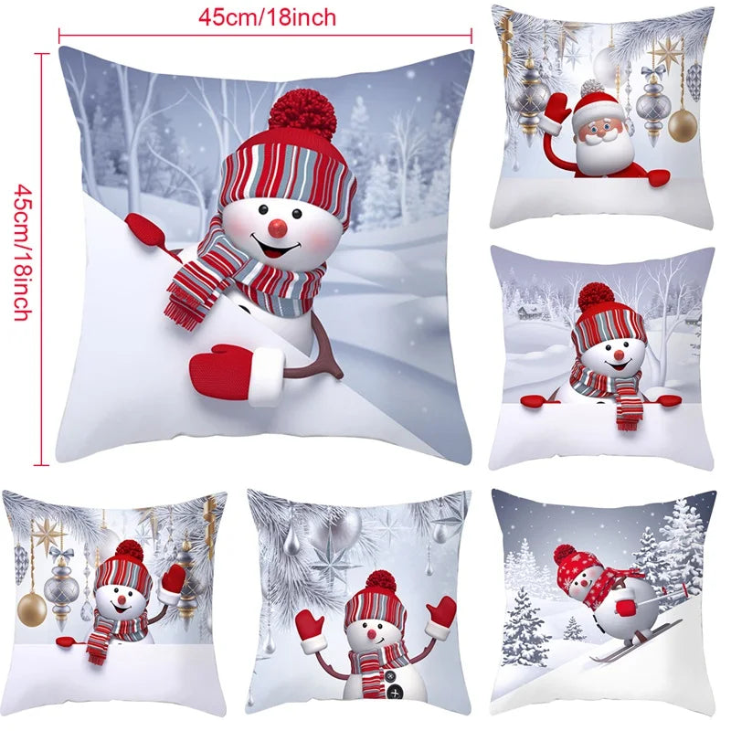 Amore Christmas Snowman Cushion Cover - Holiday Pillowcase