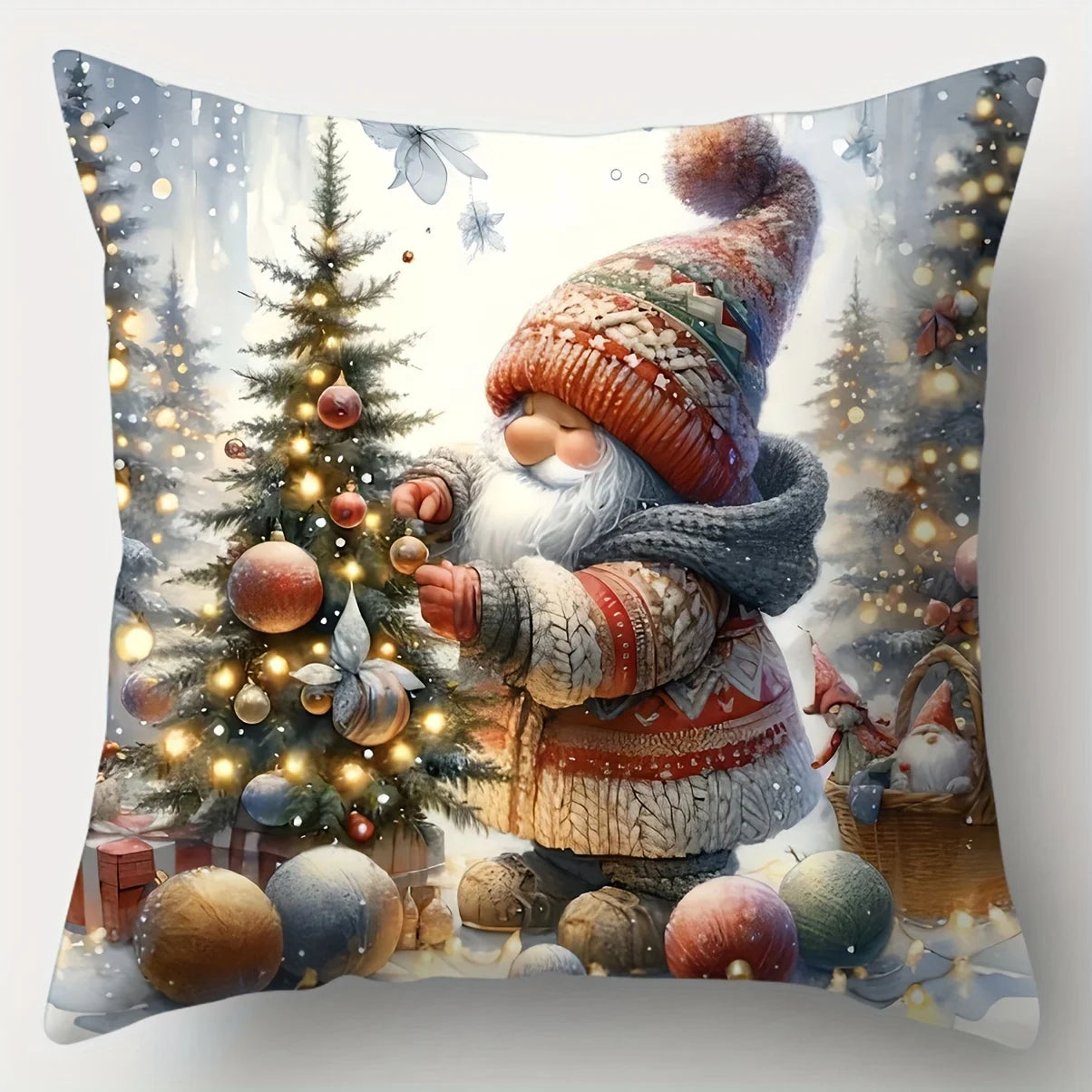 Avarine Christmas Gnome Pillow Covers - Festive Holiday Cushion Cases (Multiple Sizes)