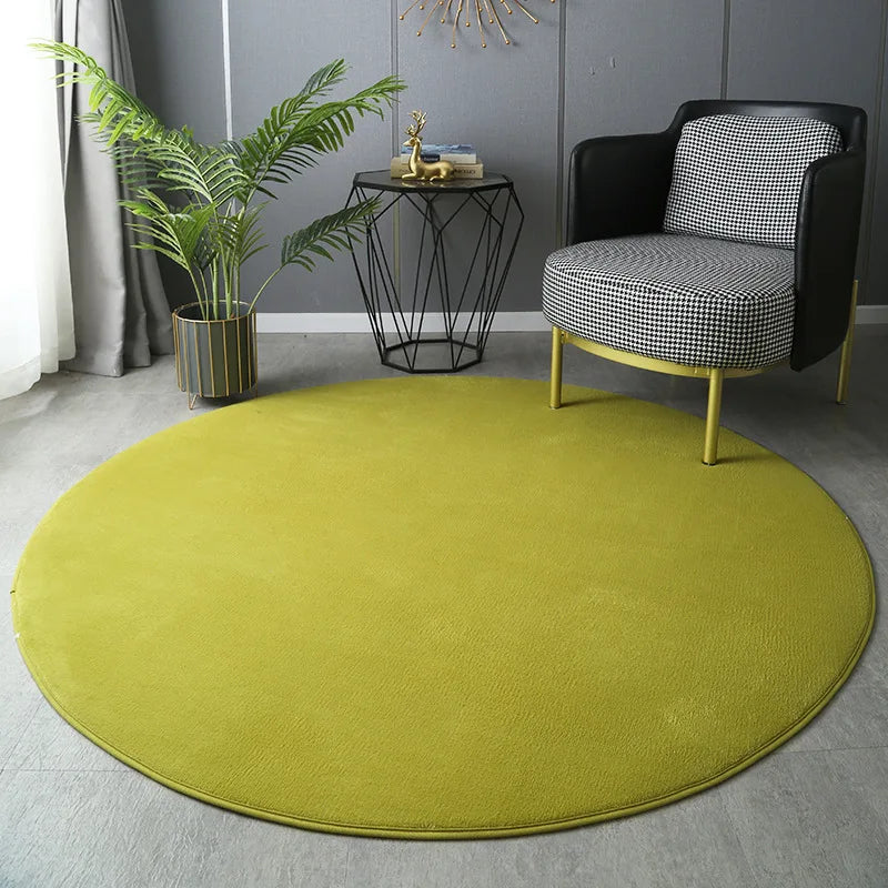Hexie Round Coral Velvet Carpet - Thickened Soft Bedroom Rug