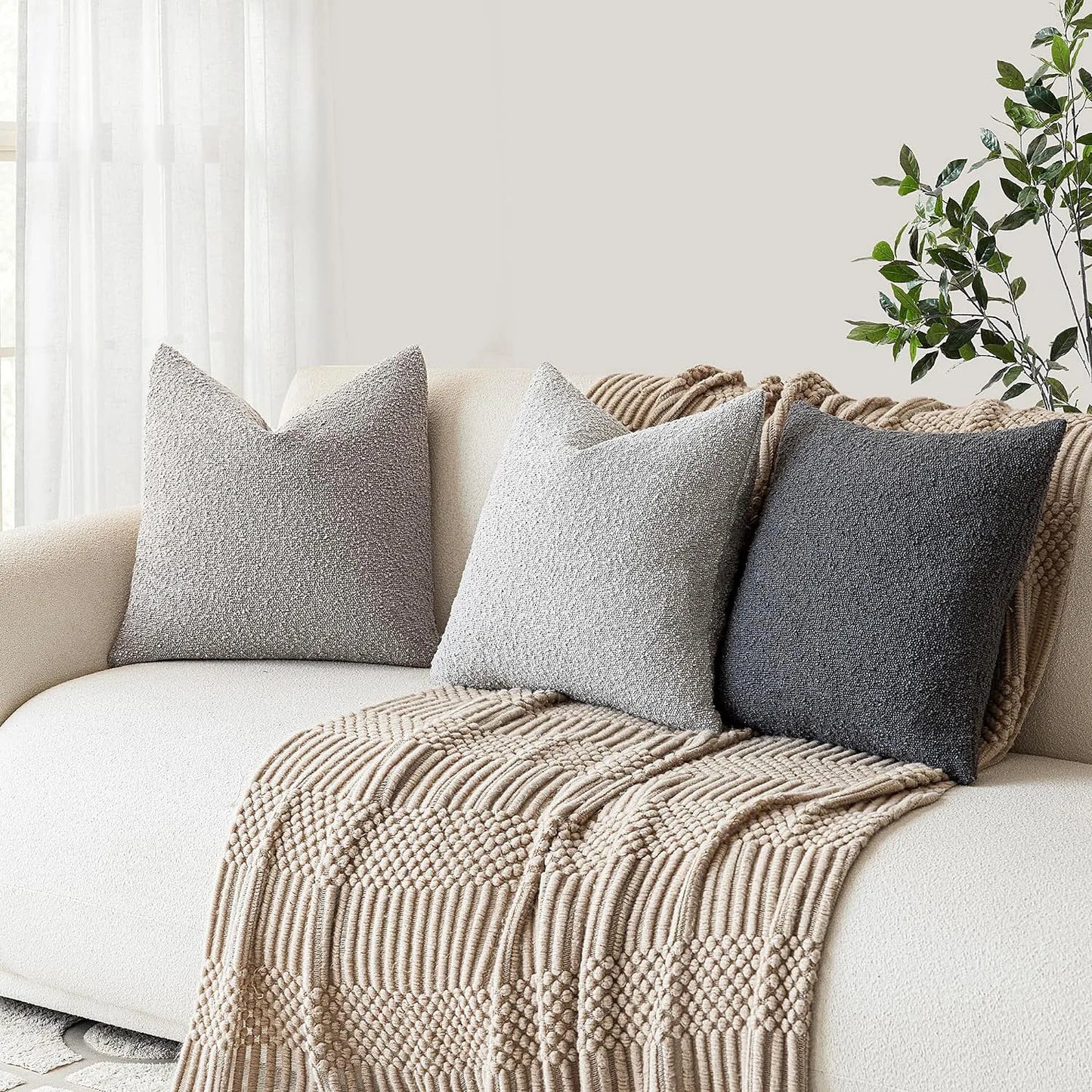 Xoco Soft Loop Yarn Teddy Fleece Pillow Cover - Lamb Wool-Like Texture