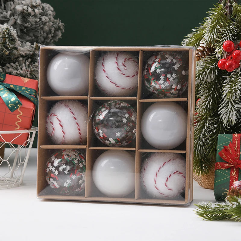 Crystal Gold Christmas Ball Ornaments Set - 9pcs Shatterproof 6cm