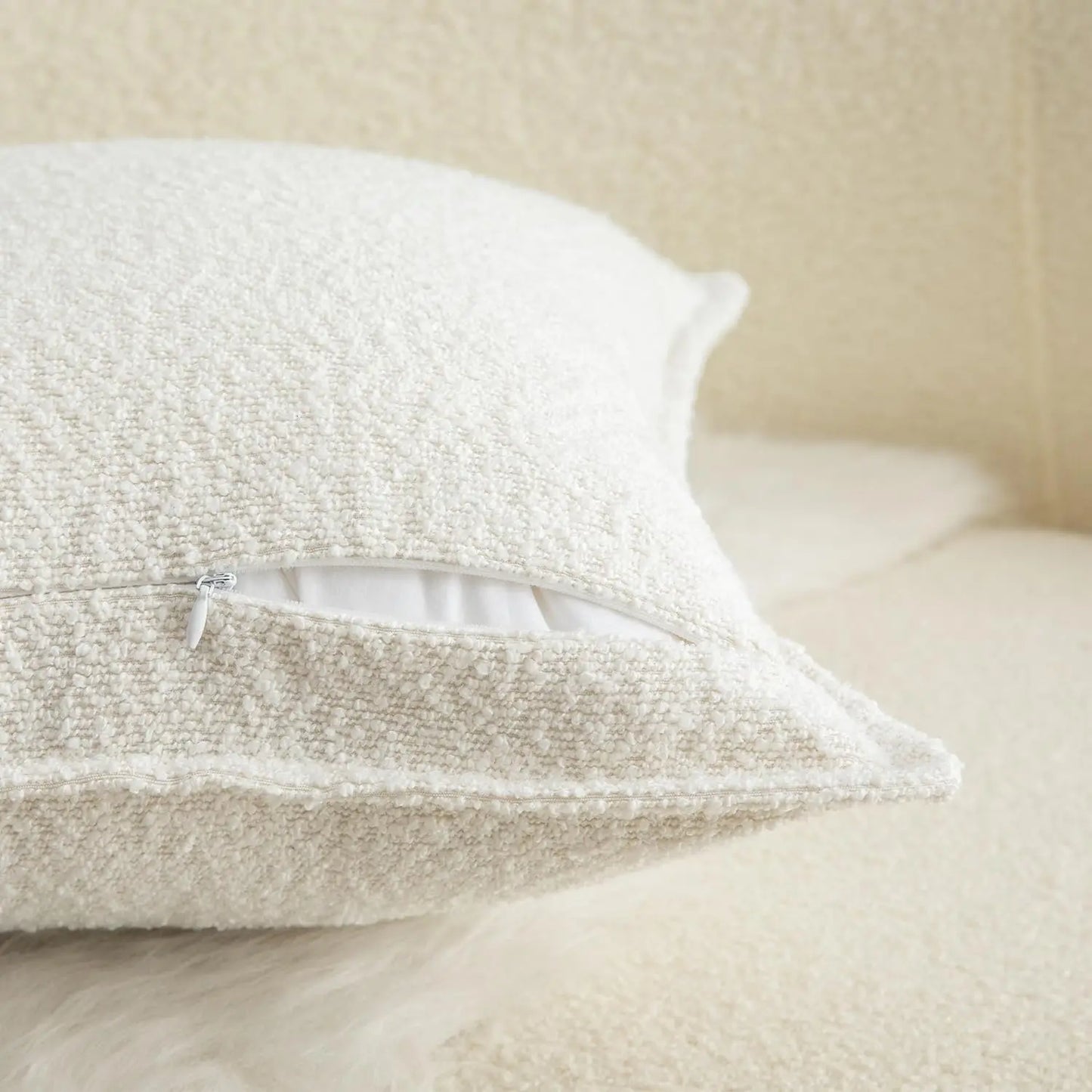 Axis Boucle Cushion Cover - Textured Throw Pillow Case with Edge Detail