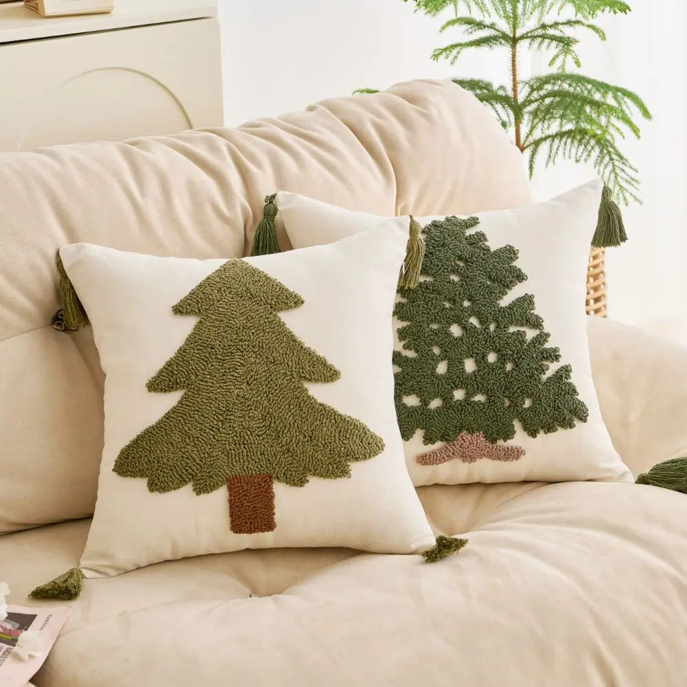Myra Christmas Tufted Cushion Cover with Tassel - Holiday Pillow Case 45x45cm