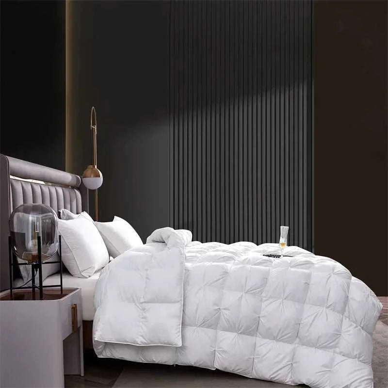 High Grade 100% White Goose Down Quilt Winter Warm Feather Duvet Queen King Cozy Lightweight 3D Bread Comforter Pinch Pleated 14:175#Gray;5:200011600#220x240cm 3.5kg luxury bedding