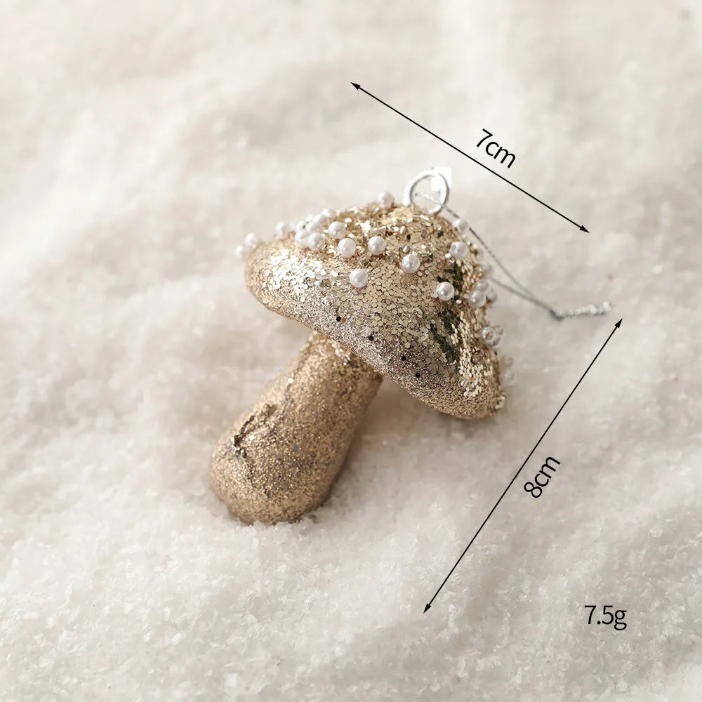 Mandie Champagne Gold Glitter Christmas Tree Ornaments Set - Sequin Balls, Stars & Bows