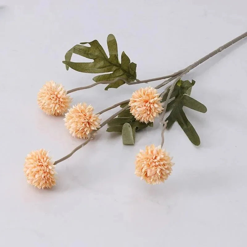 Orange artificial chrysanthemum flowers dining room decor