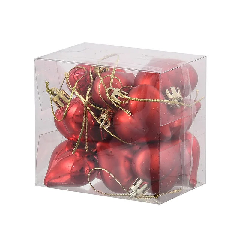 Maxara 12Pcs Heart-Shaped Hanging Ornaments - Valentine's & Christmas Tree Decorations