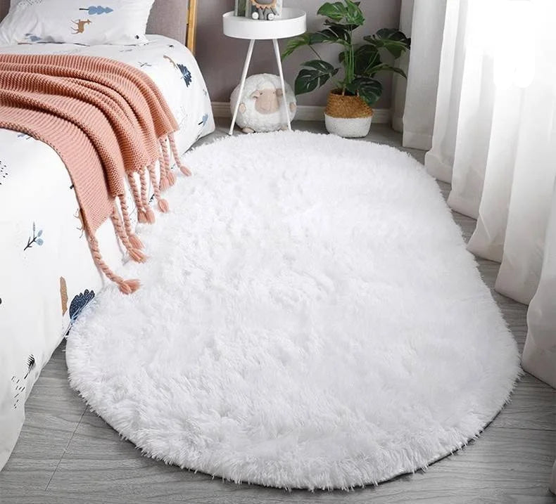 Antartica Oval Shag Rug - Tie-Dye Long Pile Carpet for Bedroom & Living Room